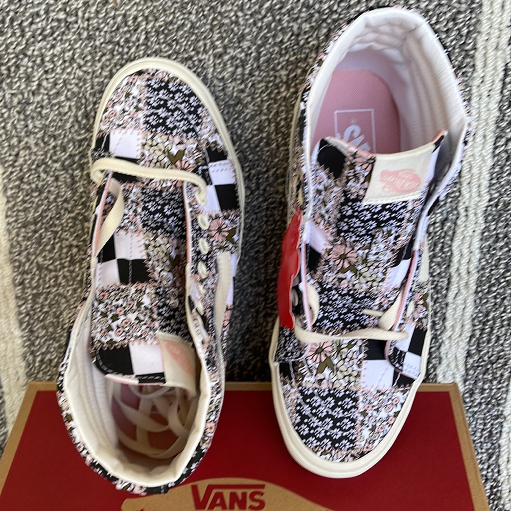Vans Sk8-Hi Patchwork Floral Multi Marshmallow Pink MENS - Picture 13 of 16